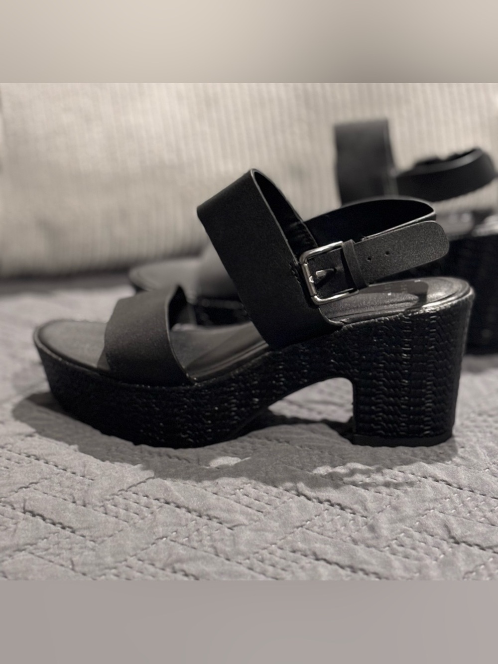 a new day Black Woven-Texture Platform Sandals